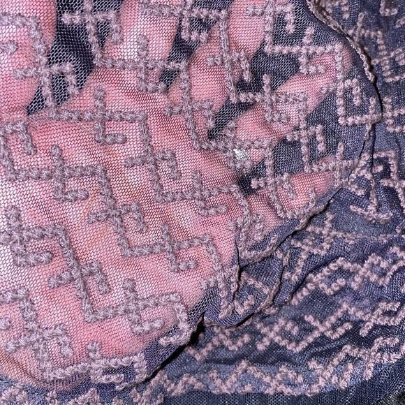 Free People Sheer Embroidered Mesh Tie Neck Top - Picture 7 of 7